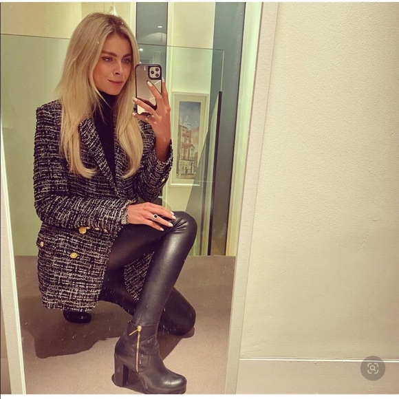 ZARA Double Breasted Textured Weave Coat - Picture 2 of 11